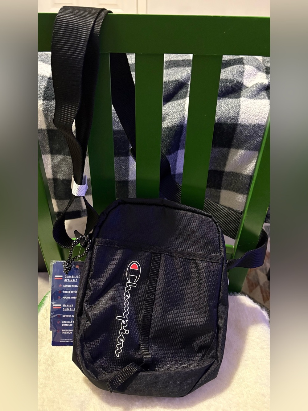 Champion Black Small Crossbody Sling Bag with Logo